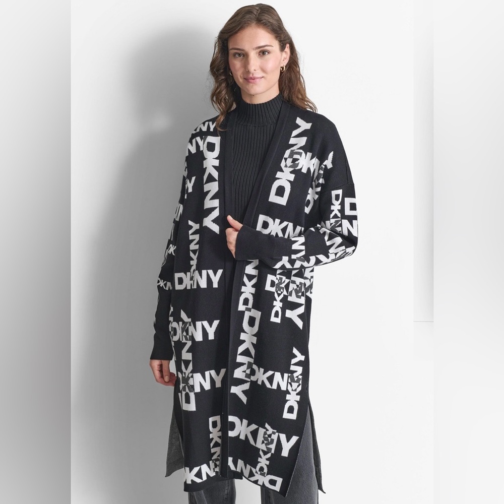 DKNY Women's Long-Sleeve Logo Cardigan